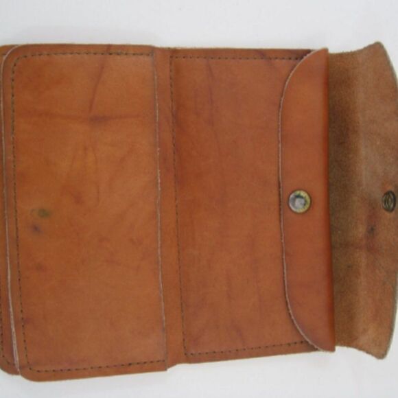 VINTAGE Clutch Wallet Tan Tooled Leather Horse Engraving - Picture 3 of 5